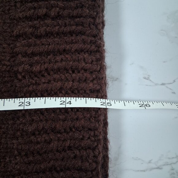 Wool Chunky Hand Knit Fair Isle Sweater Brown Tan Warm Cozy Cabincore Ski Chalet - Picture 11 of 11